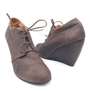 D. Co Copenhagen Emily Wedge Brown Distressed Leather Shoe Lace Up 39 US 8.5